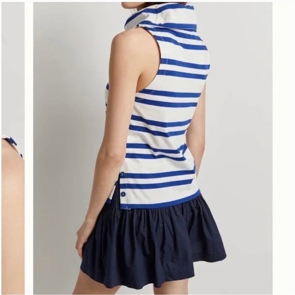 ANTHRO MAEVE Striped Sailor Cowl-Neck Sleeveless Knit White Blue Size Small - Picture 3 of 11